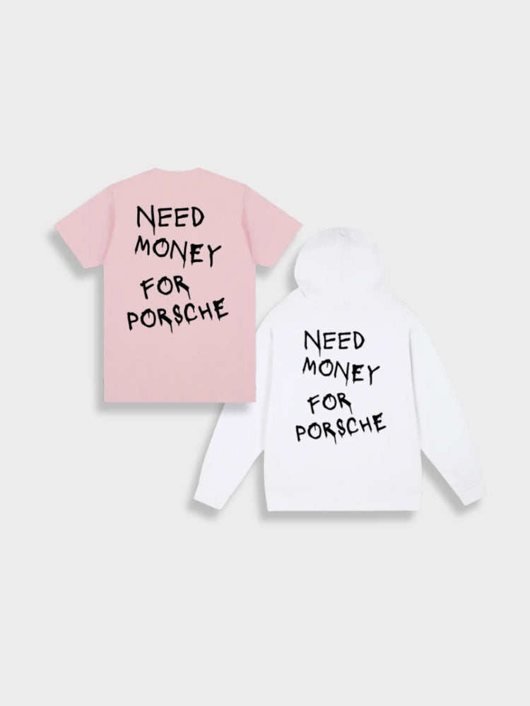 T-SHIRT AND HOODIE SET WITH TEXT - Y2K TEE SHIRT