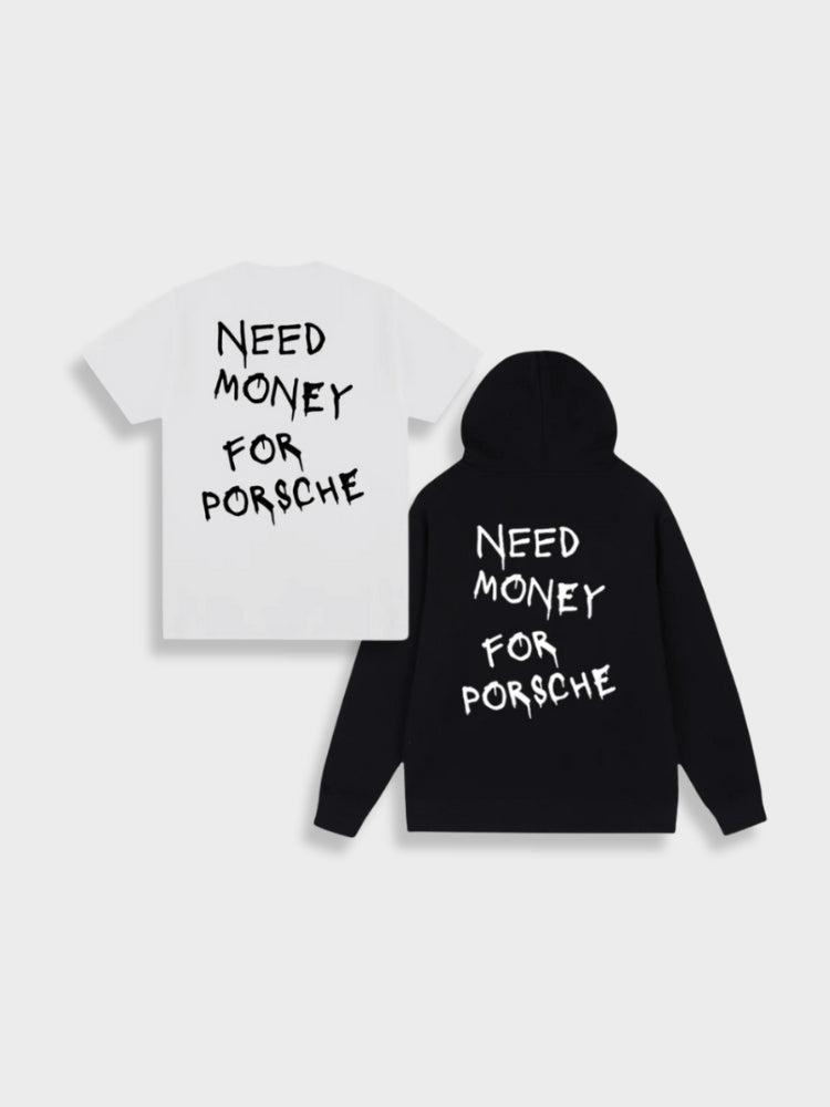 T-SHIRT AND HOODIE SET WITH TEXT - Y2K TEE SHIRT