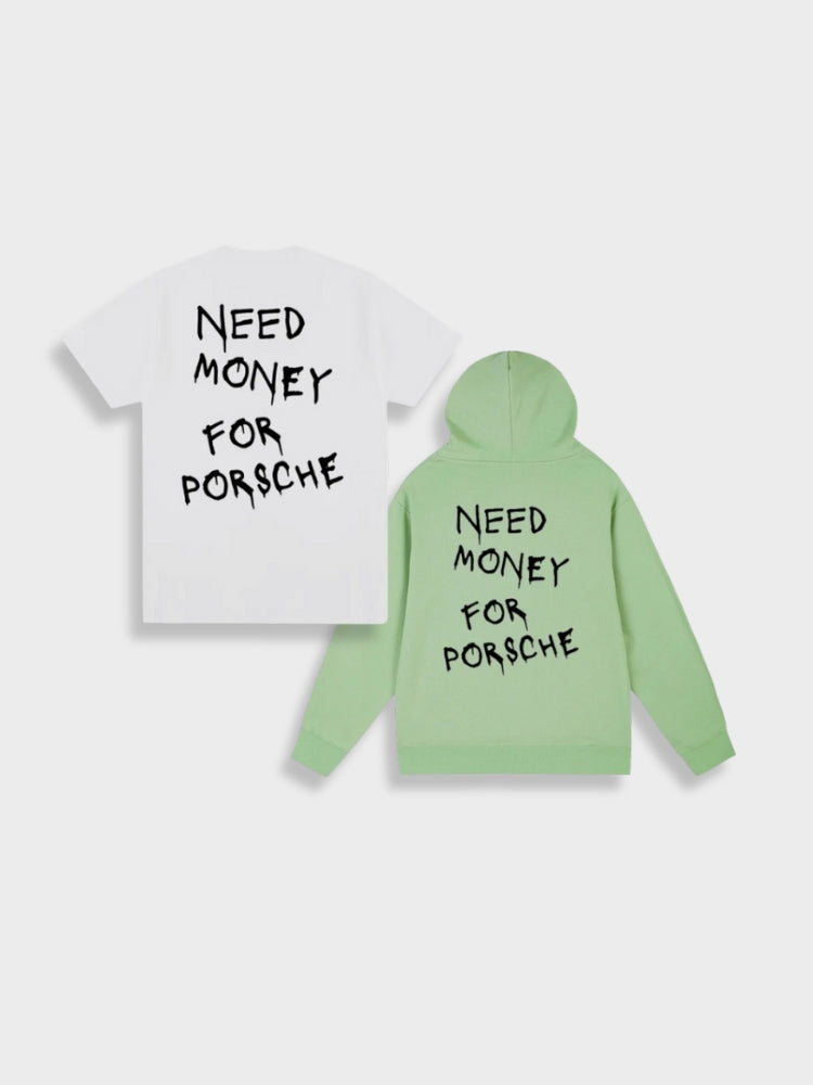 T-SHIRT AND HOODIE SET WITH TEXT - Y2K TEE SHIRT