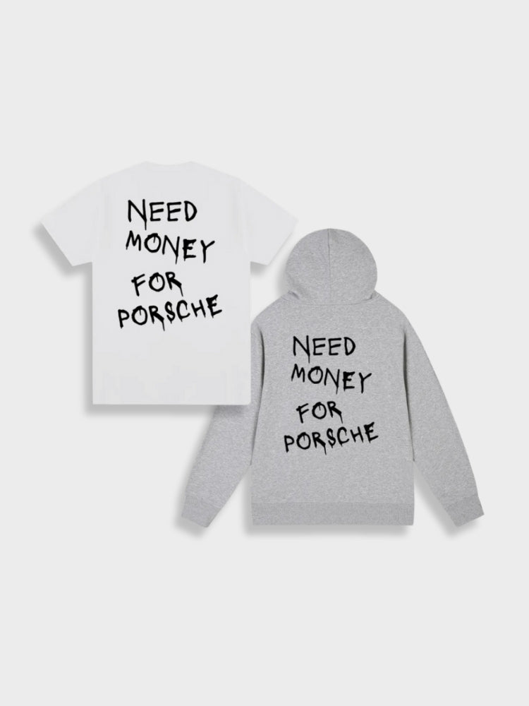 T-SHIRT AND HOODIE SET WITH TEXT - Y2K TEE SHIRT