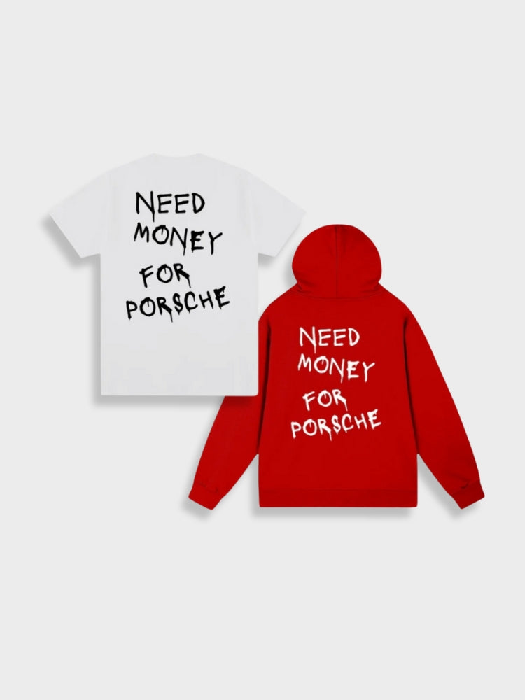 T-SHIRT AND HOODIE SET WITH TEXT - Y2K TEE SHIRT