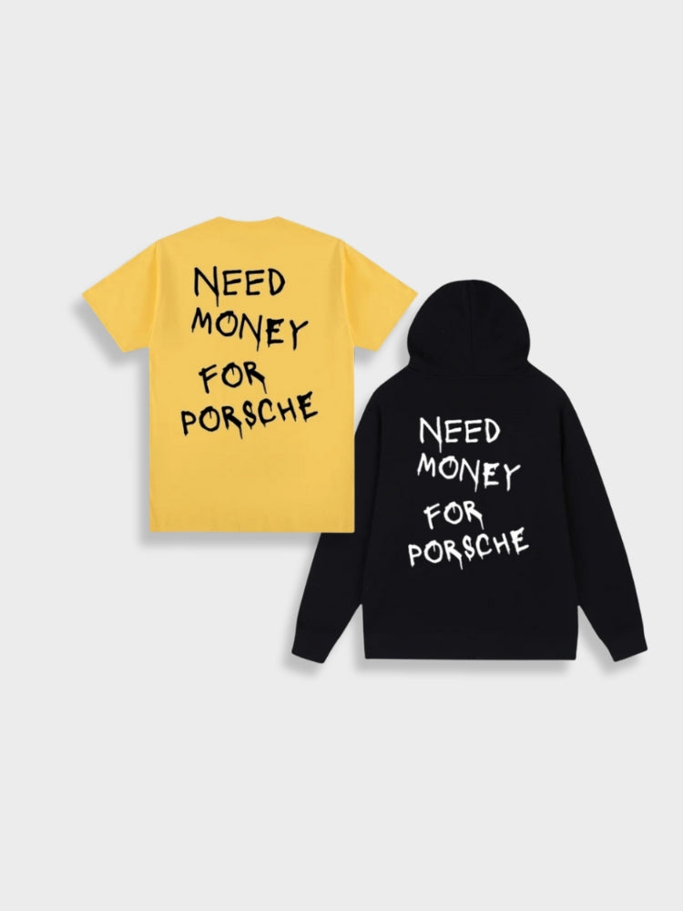 T-SHIRT AND HOODIE SET WITH TEXT - Y2K TEE SHIRT