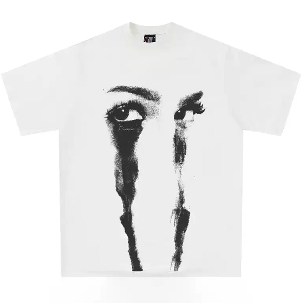 T-SHIRT SURREAL TEARS FACE GRAPHIC TEE