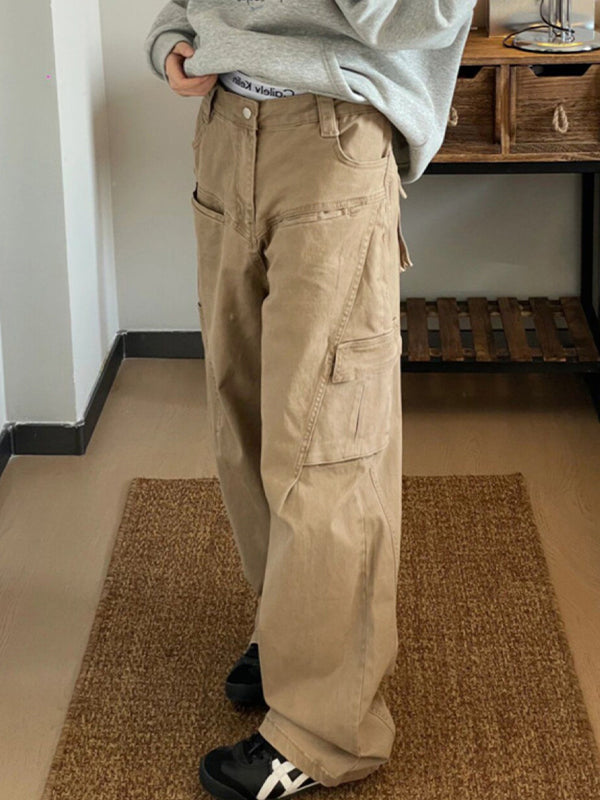 TAN CARGO PANTS WITH LOOSE FIT FOR VERSATILE STYLE