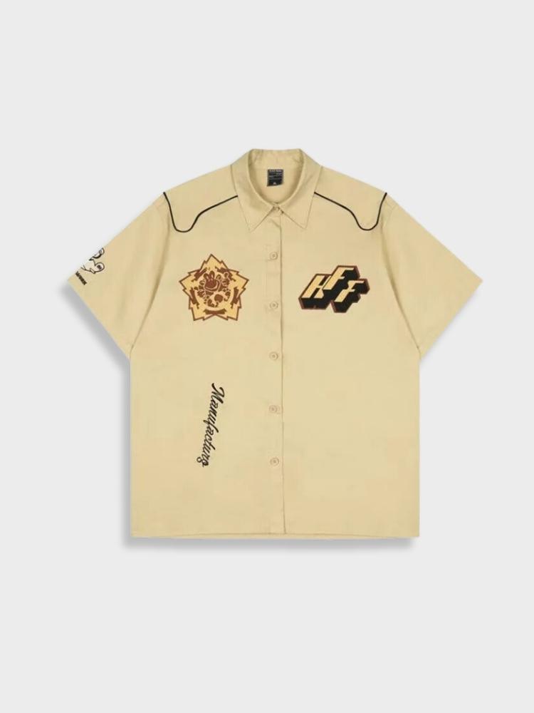 TAN SHORT-SLEEVED BUTTON-UP SHIRT - MODERN WORKWEAR UPGRADE