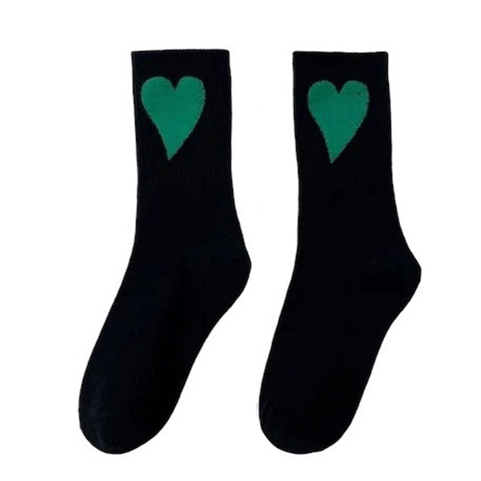 TAN SOCKS WITH DARK BROWN HEART PATTERN PAIR