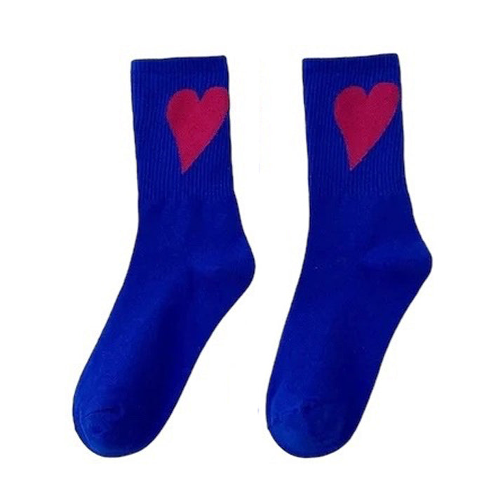 TAN SOCKS WITH DARK BROWN HEART PATTERN PAIR