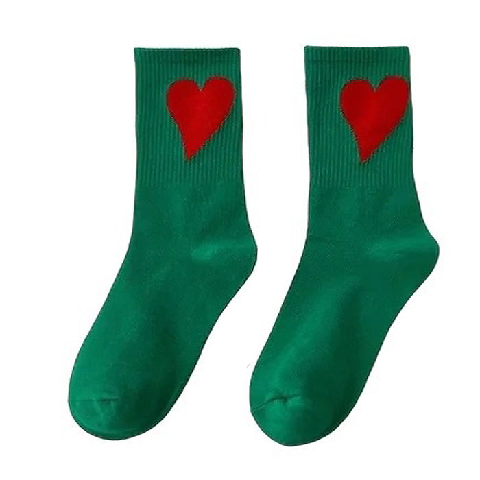 TAN SOCKS WITH DARK BROWN HEART PATTERN PAIR