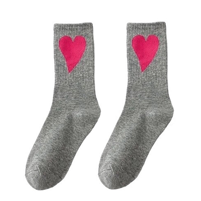 TAN SOCKS WITH DARK BROWN HEART PATTERN PAIR