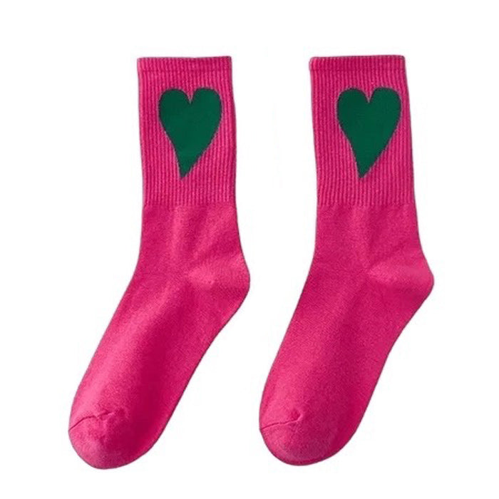 TAN SOCKS WITH DARK BROWN HEART PATTERN PAIR