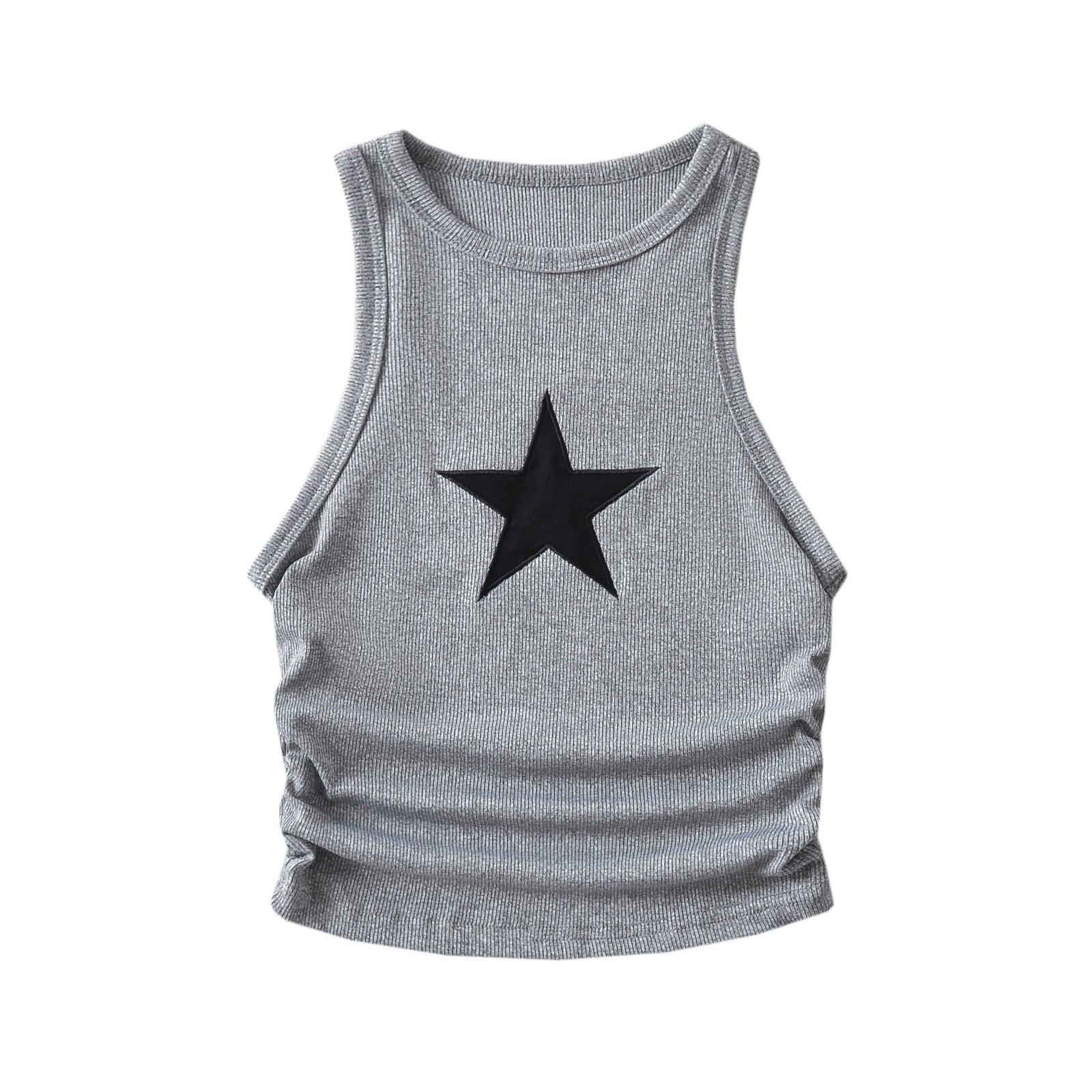 TANK TOP WITH BLACK STAR DESIGN Y2K STAR THEME