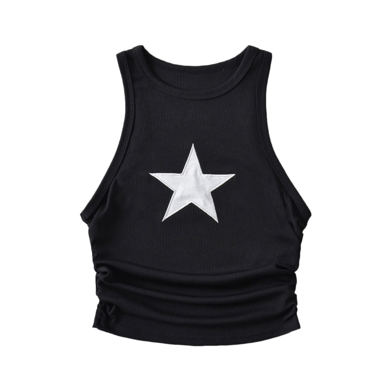 TANK TOP WITH BLACK STAR DESIGN Y2K STAR THEME