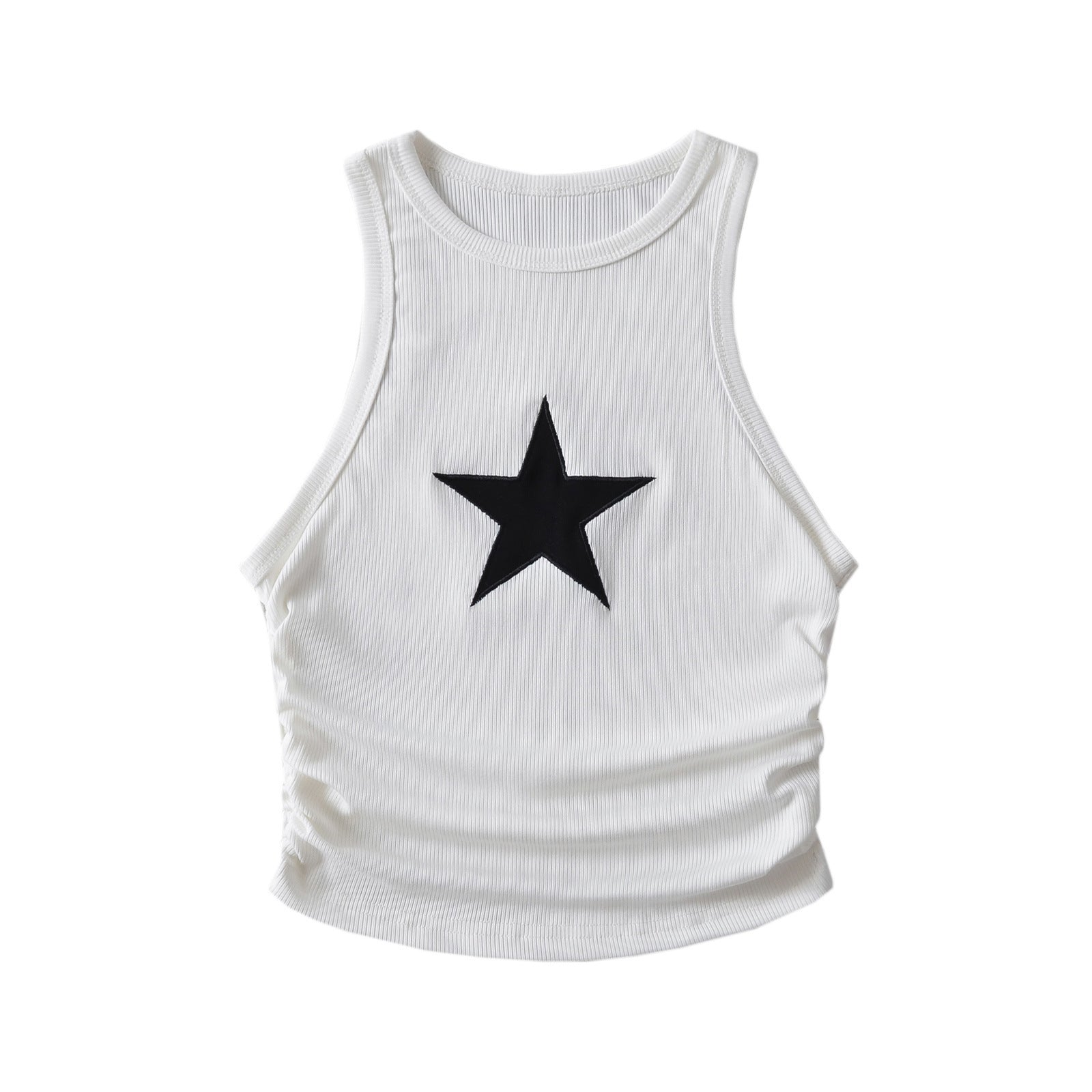 TANK TOP WITH BLACK STAR DESIGN Y2K STAR THEME