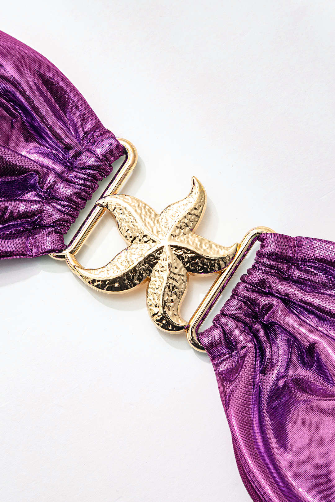 TEAL METALLIC BIKINI WITH STARFISH DETAIL - GLITTER HOLIDAY SWIMWEAR