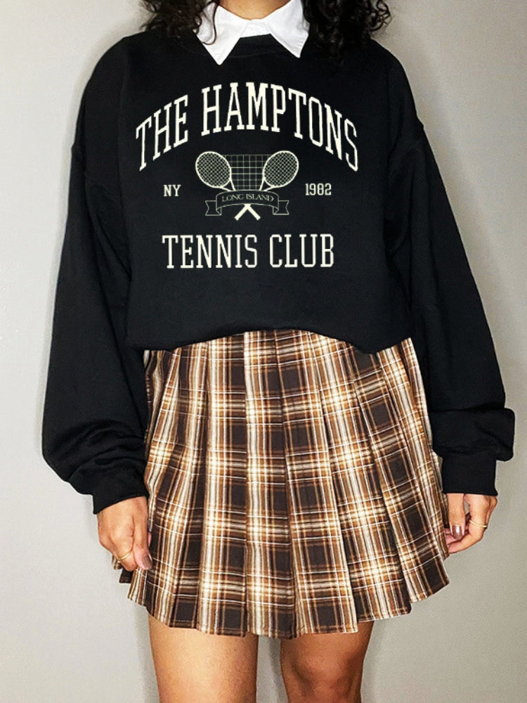 TENNIS CLUB SWEATSHIRT AND PLAID SKIRT SET