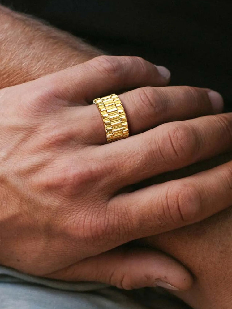 TEXTURED GOLD RING - RAW GOLD RING DESIGN