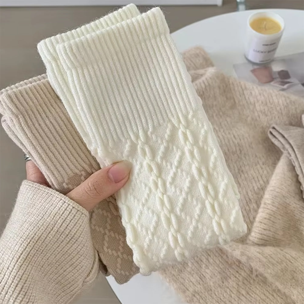 TEXTURED KNEE HIGH SOCKS FREE SIZE GRANDMA AESTHETIC KNEE