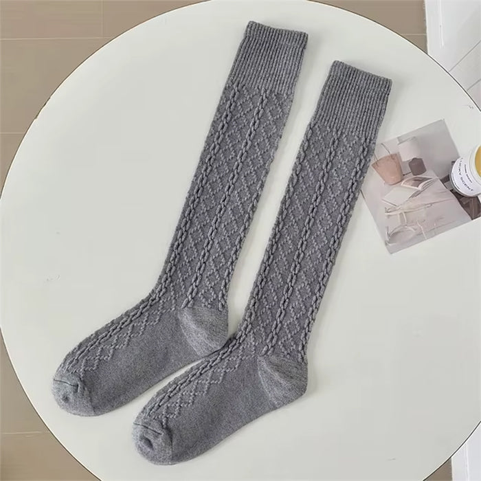 TEXTURED KNEE HIGH SOCKS FREE SIZE GRANDMA AESTHETIC KNEE