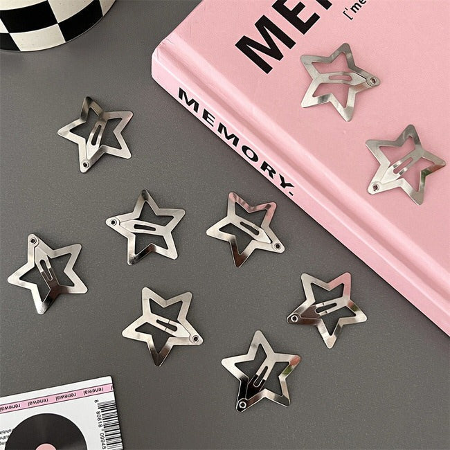 THREE STAR-SHAPED METAL HAIR CLIPS PACK FOR HAIR STYLING
