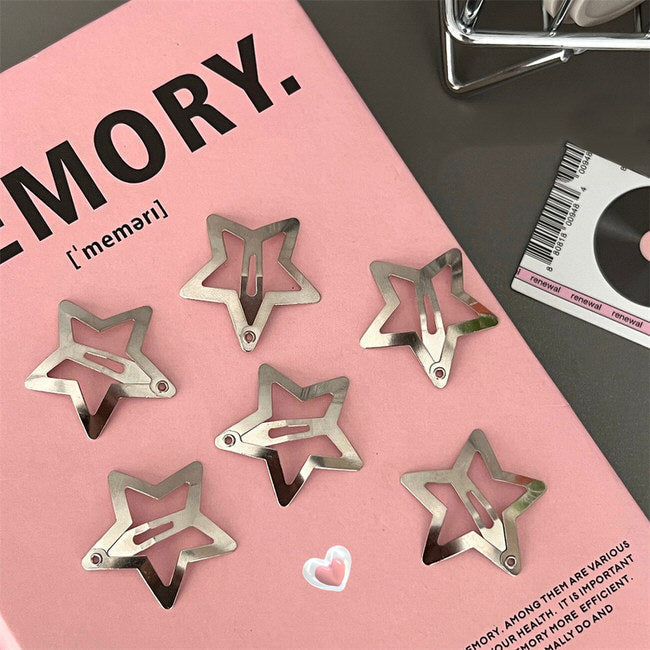 THREE STAR-SHAPED METAL HAIR CLIPS PACK FOR HAIR STYLING