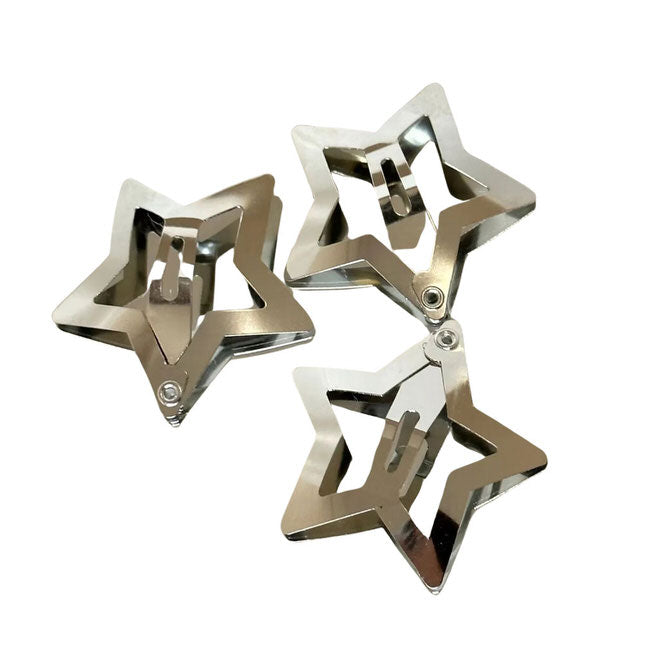 THREE STAR-SHAPED METAL HAIR CLIPS PACK FOR HAIR STYLING