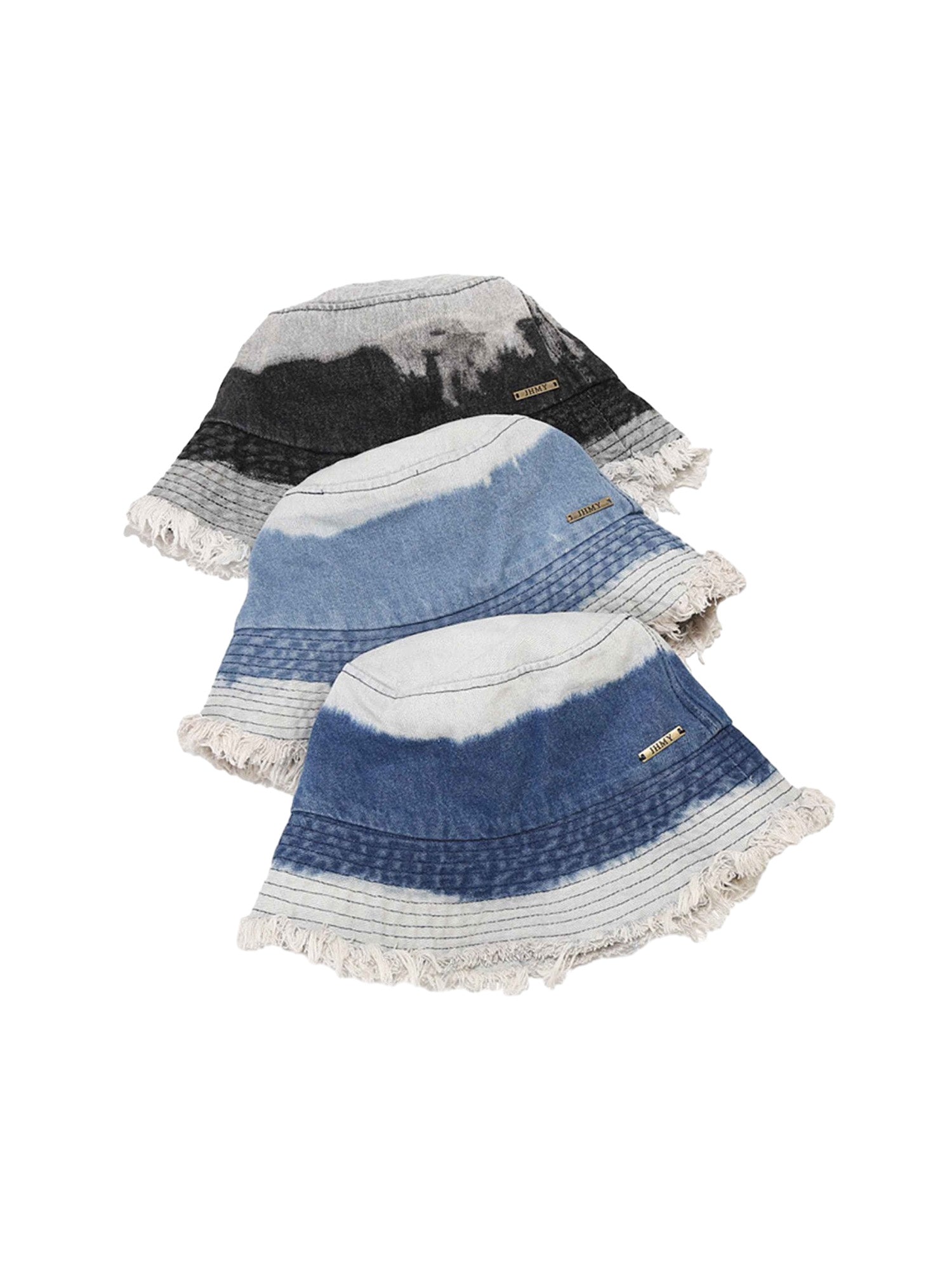 TIE-DYE BUCKET HAT WITH FRINGED BRIM FOR A WIDE BRIM SUNSHADE