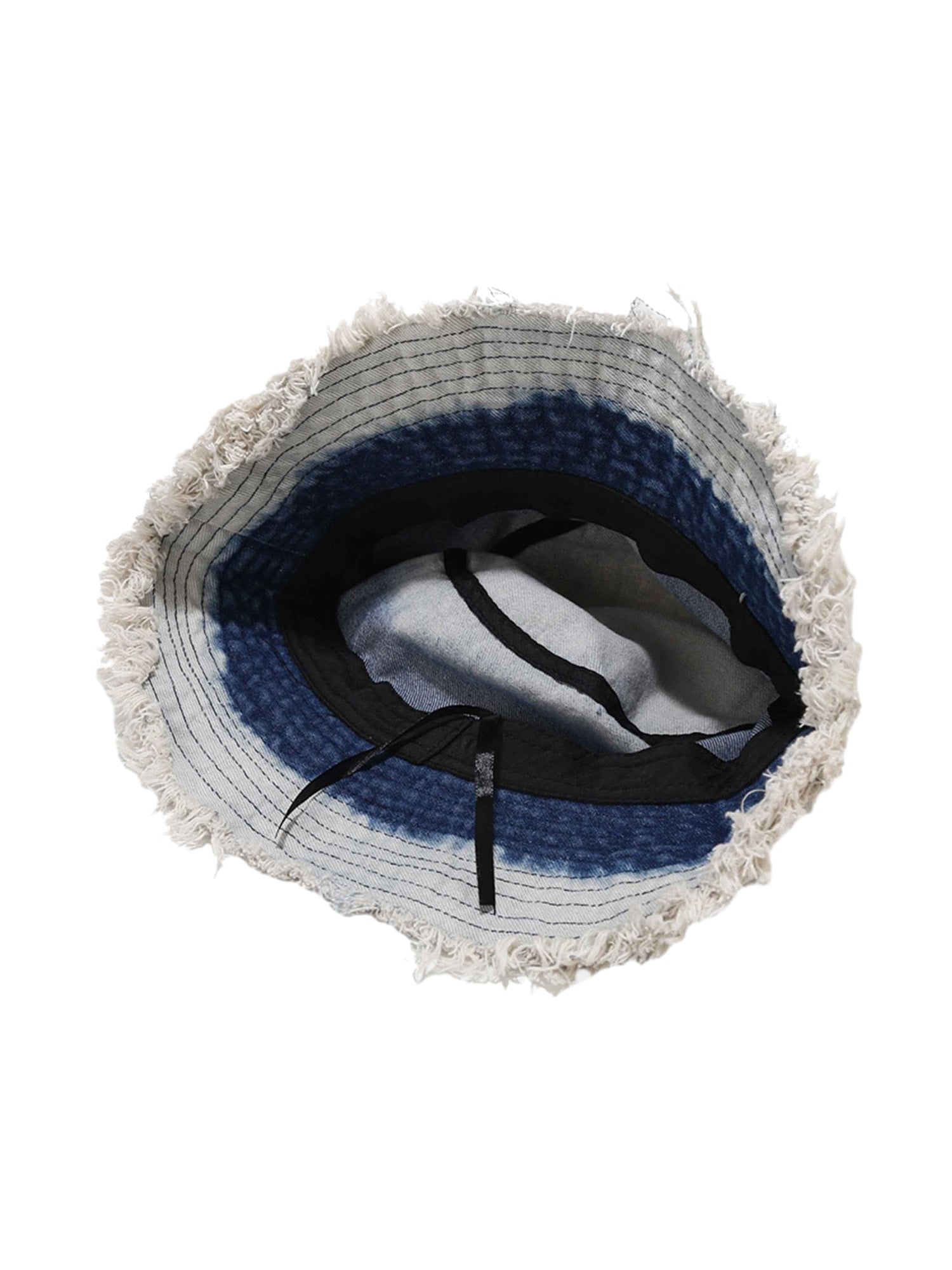 TIE-DYE BUCKET HAT WITH FRINGED BRIM FOR A WIDE BRIM SUNSHADE