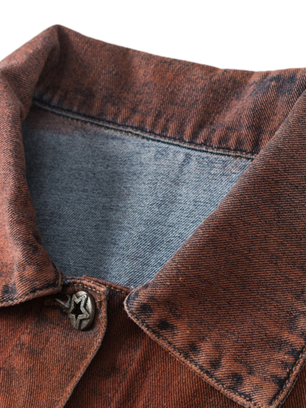 TIE-DYE DENIM JACKET IN BROWN AND YELLOW - HIGH STREET DISTRESSED STYLE