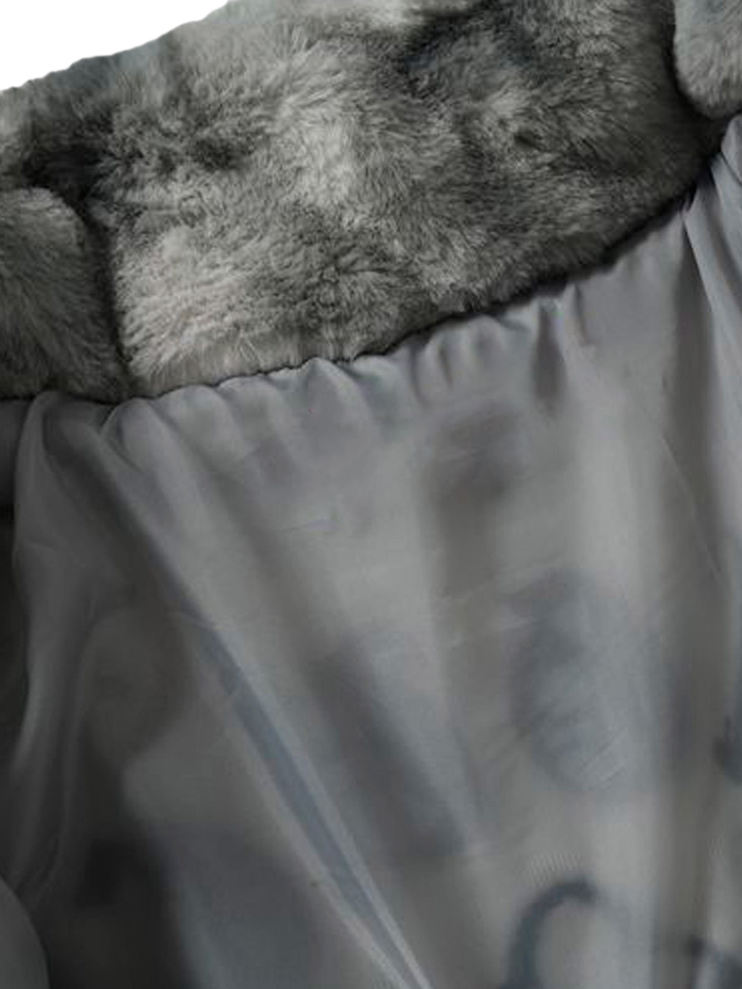 TIE-DYE FAUX FUR JACKET WITH STAND COLLAR AND CROSS URBAN JACKET