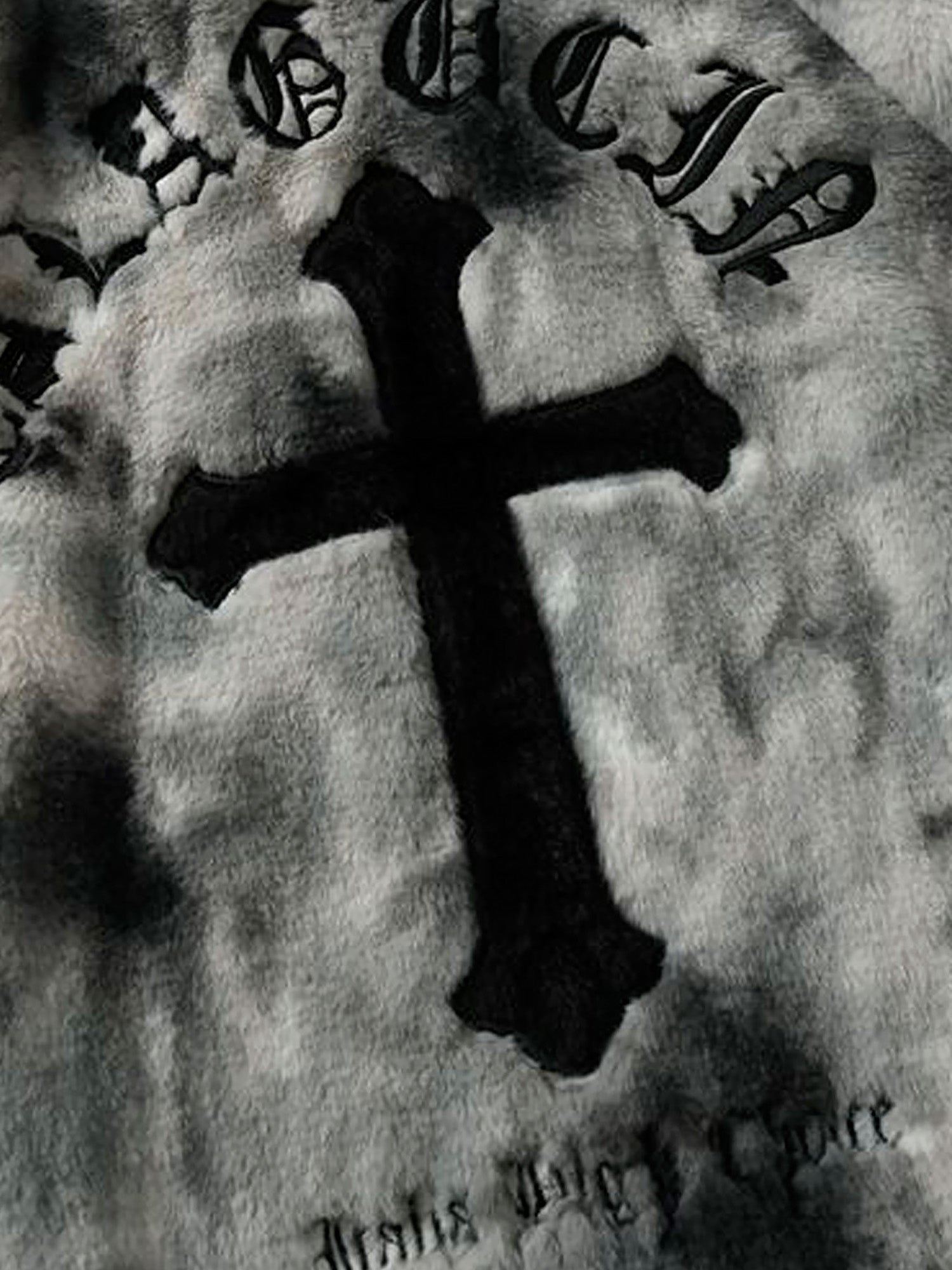 TIE-DYE FAUX FUR JACKET WITH STAND COLLAR AND CROSS URBAN JACKET