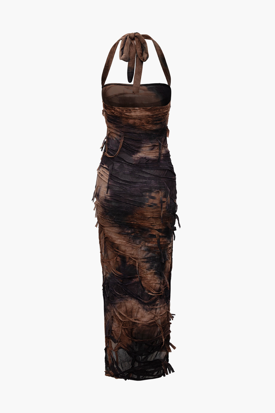 TIE-DYE HALTER DRESS IN BROWN AND BLACK - VERSATILE CASUAL DRESS