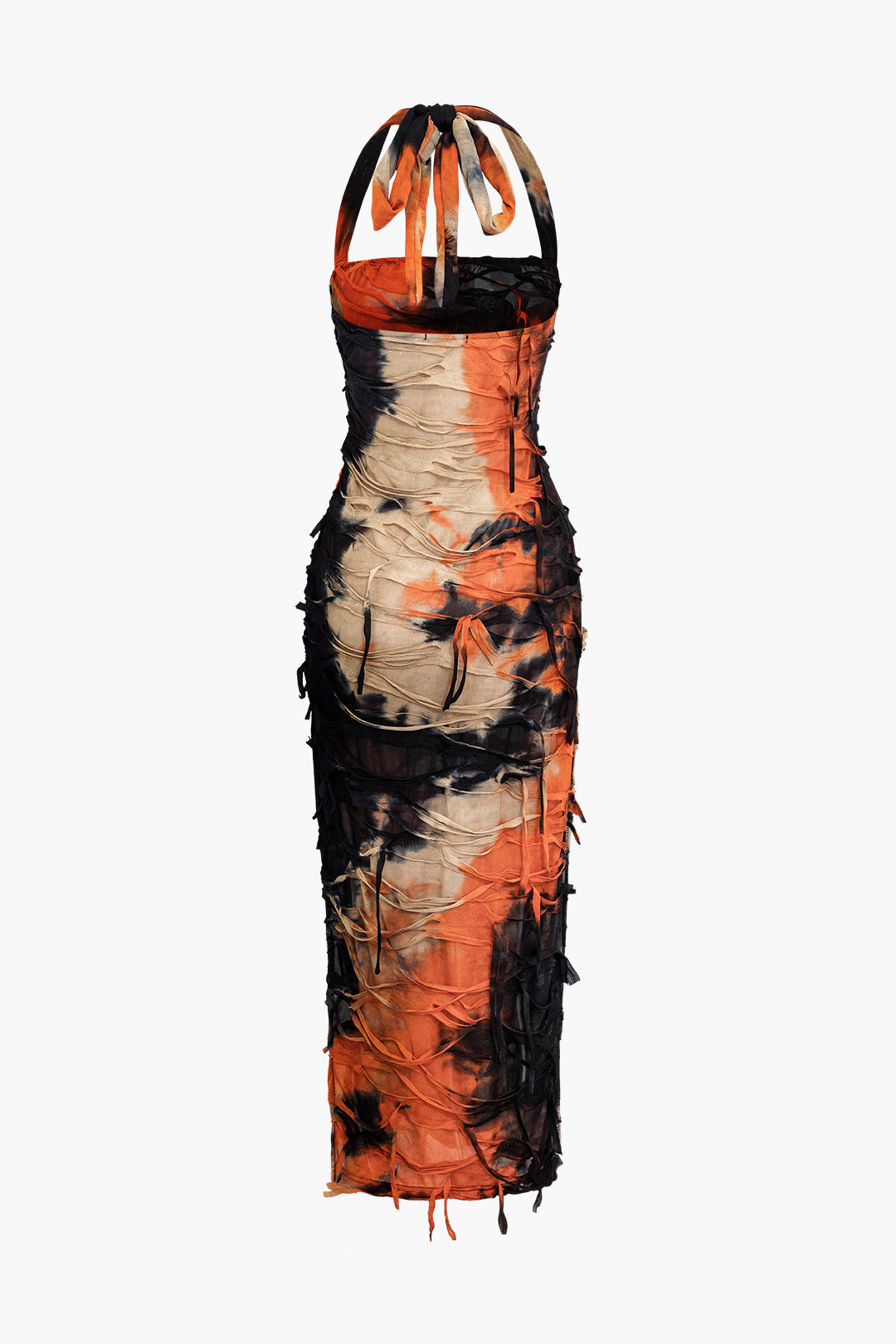 TIE-DYE HALTER DRESS IN BROWN AND BLACK - VERSATILE CASUAL DRESS