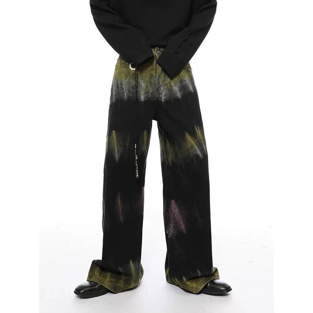 TIE-DYE WIDE-LEG JEANS WITH COOL MID WAIST FIT