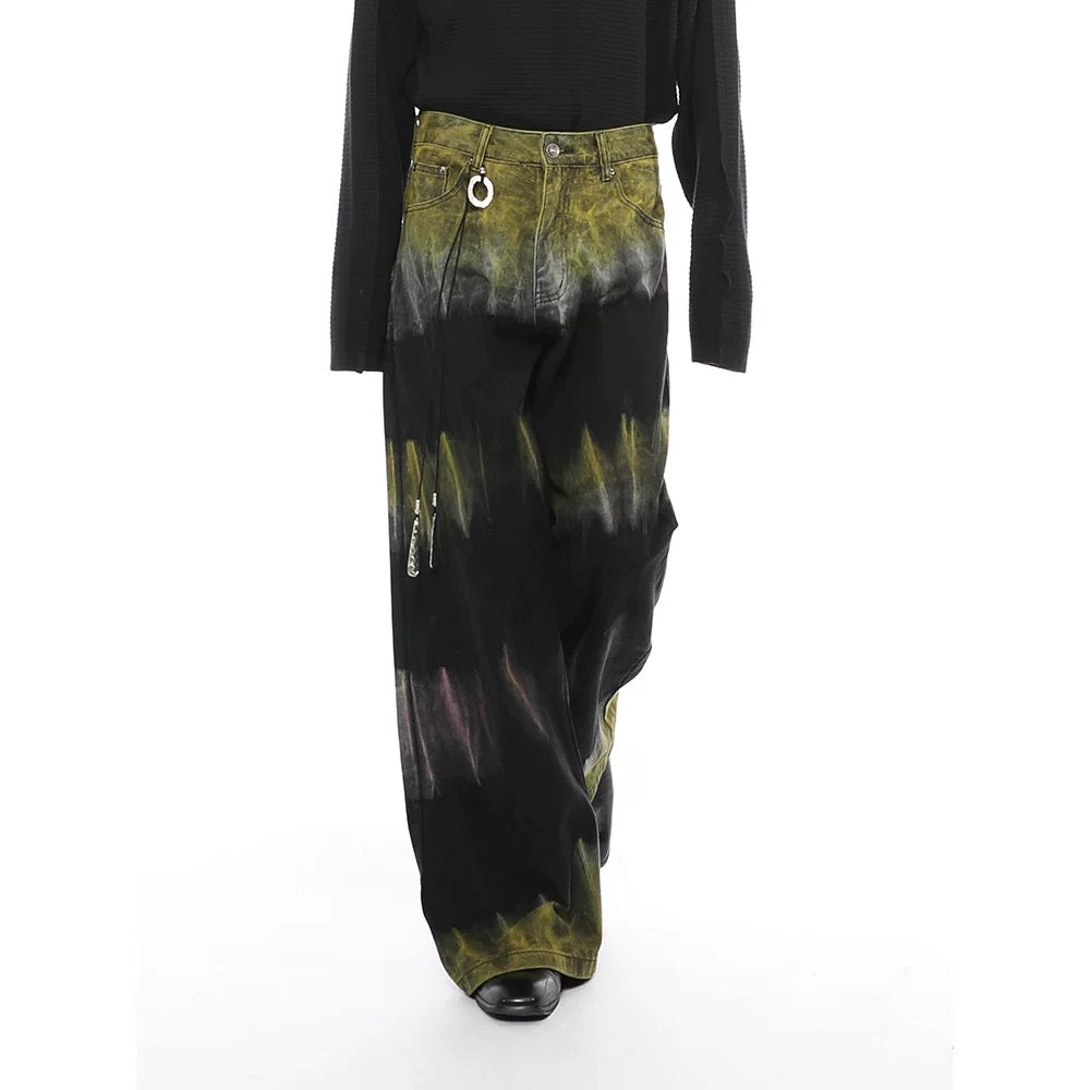 TIE-DYE WIDE-LEG JEANS WITH COOL MID WAIST FIT