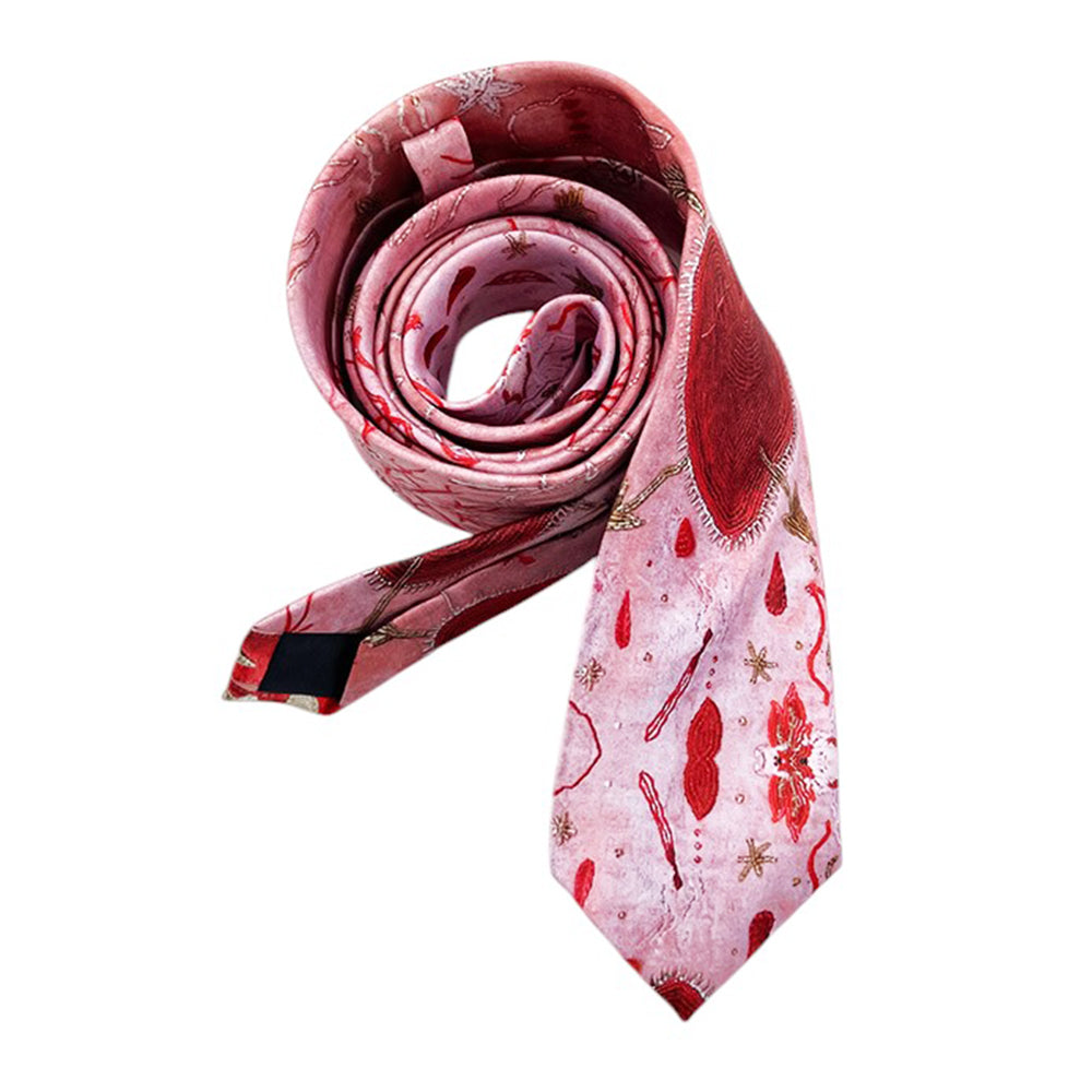TIE FLAMING HEART SOFT PINK ABSTRACT SPLATTER