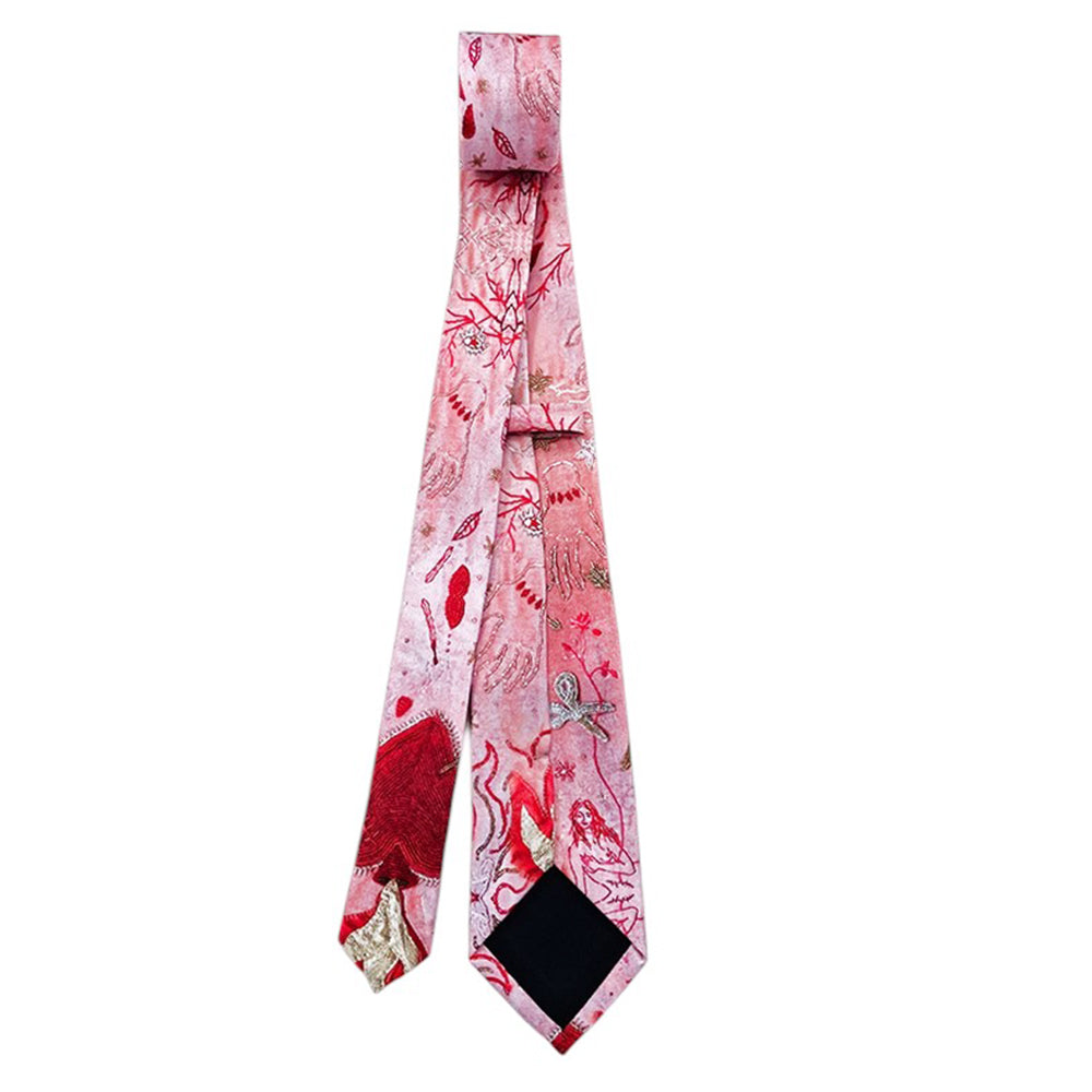 TIE FLAMING HEART SOFT PINK ABSTRACT SPLATTER