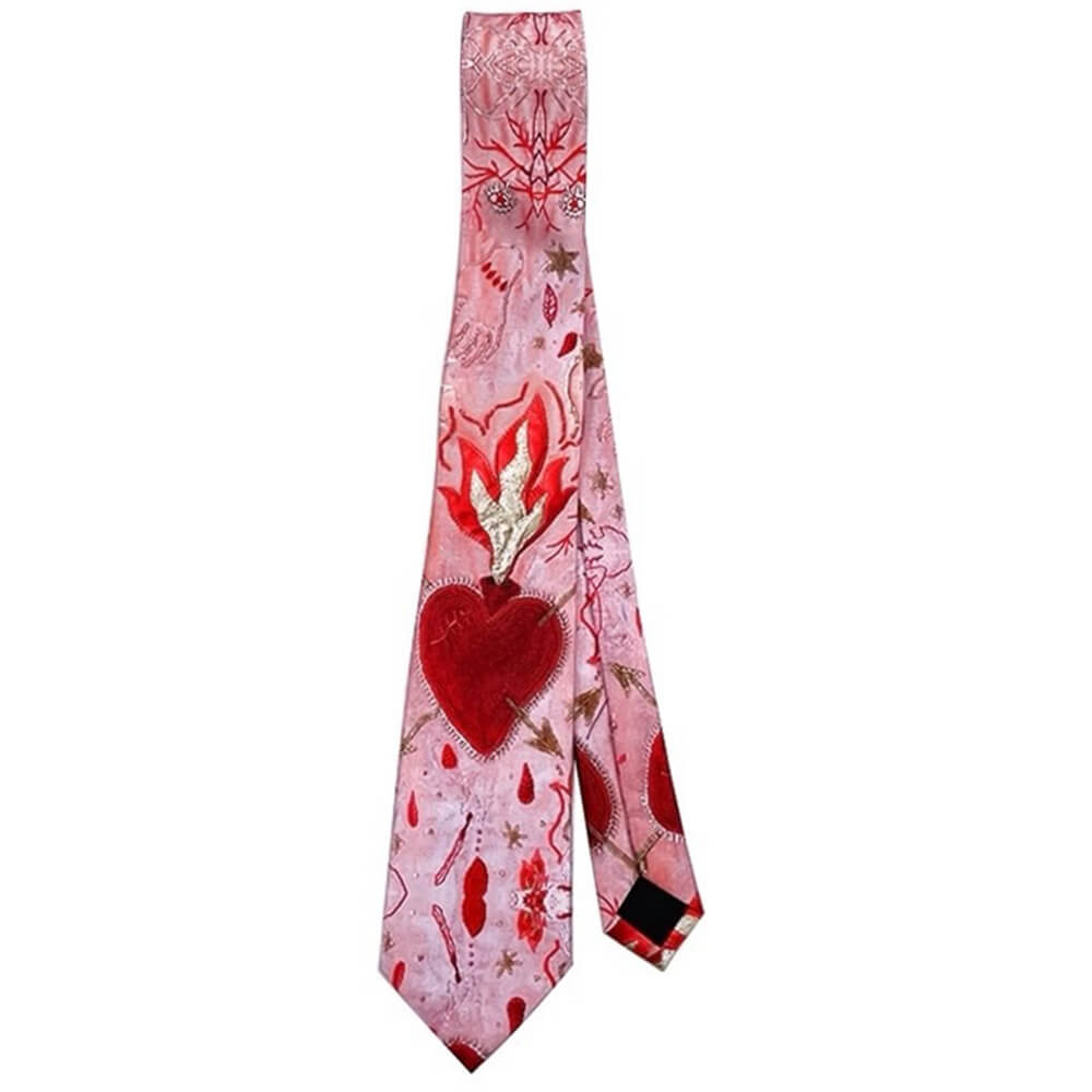 TIE FLAMING HEART SOFT PINK ABSTRACT SPLATTER