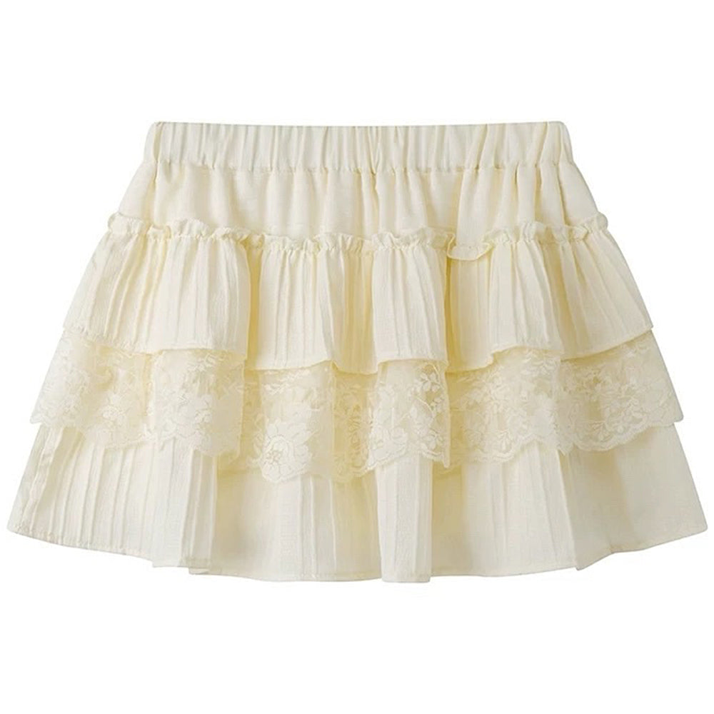 TIERED RUFFLE MINI SKIRT LEMON PIE LAYERED
