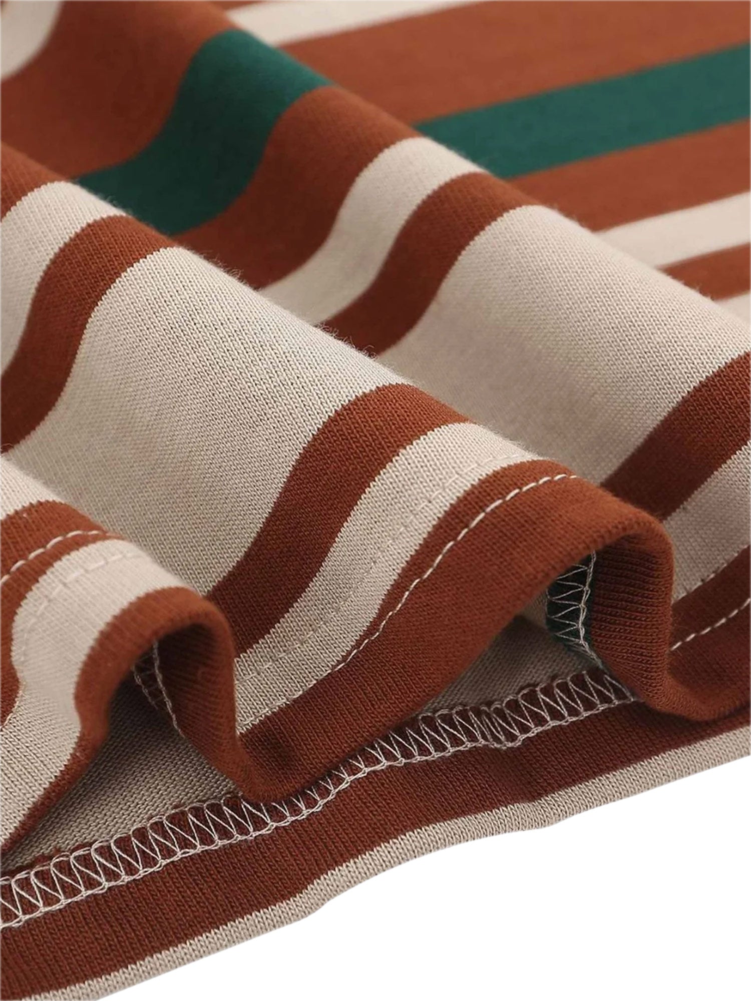 STRIPED POLO SHIRT WITH DENIM COLLAR - TRENDY CASUAL SHORT SLEEVE