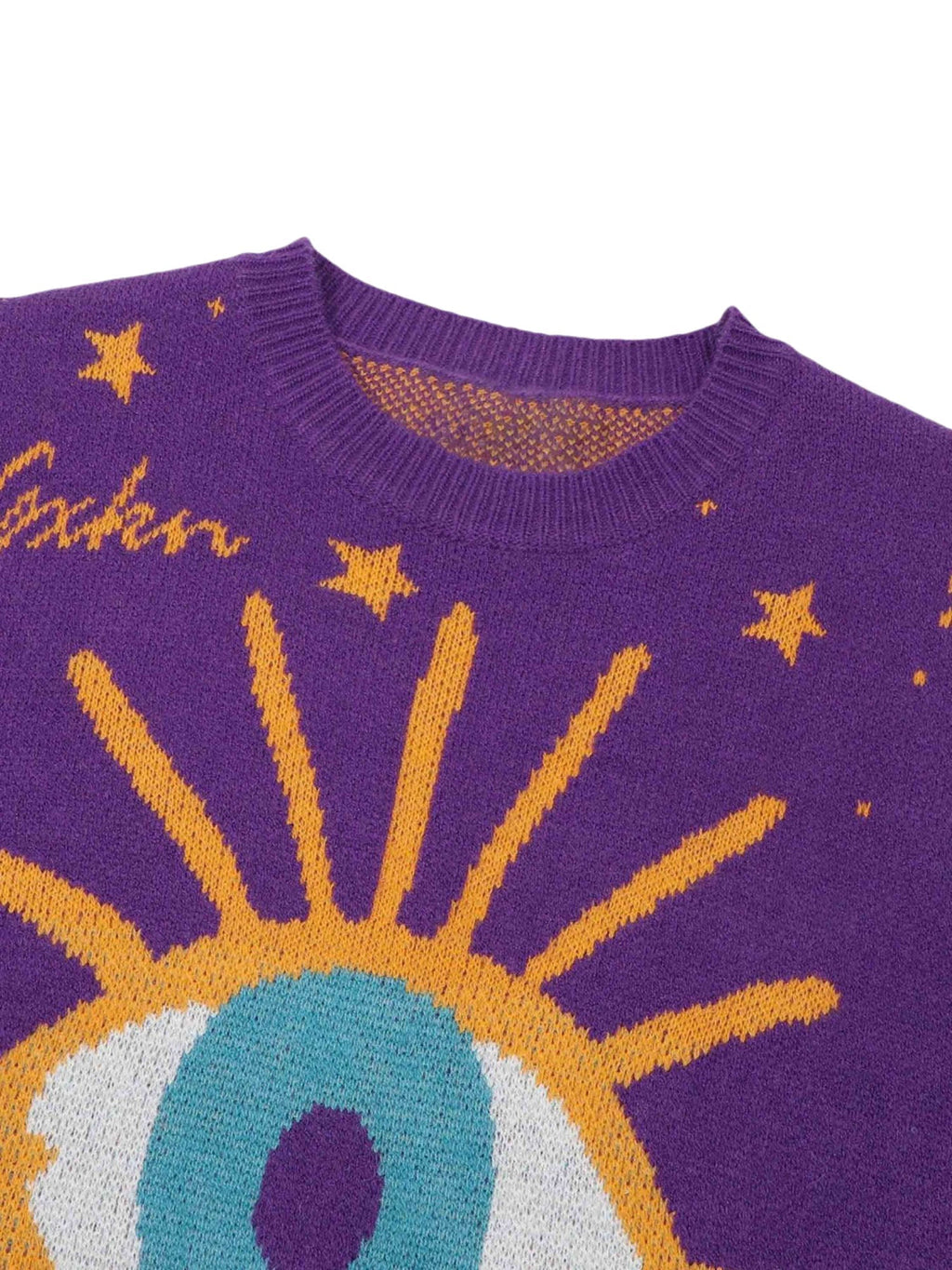 BLUE KNIT VEST WITH EYE DESIGN CASUAL SLEEVELESS PULLOVER TRENDY CASUAL