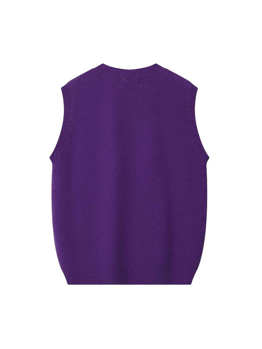 BLUE KNIT VEST WITH EYE DESIGN CASUAL SLEEVELESS PULLOVER TRENDY CASUAL