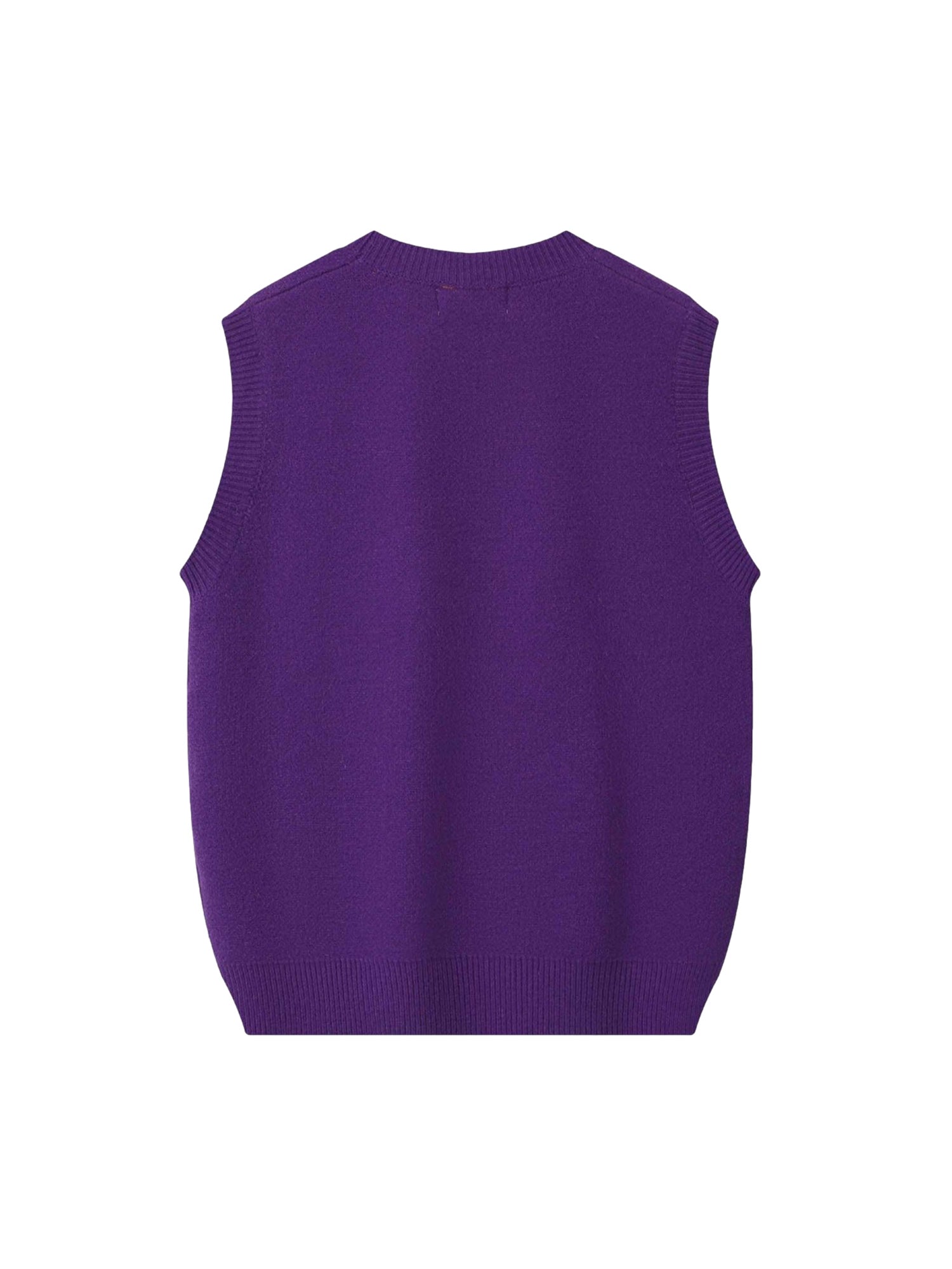 BLUE KNIT VEST WITH EYE DESIGN CASUAL SLEEVELESS PULLOVER TRENDY CASUAL