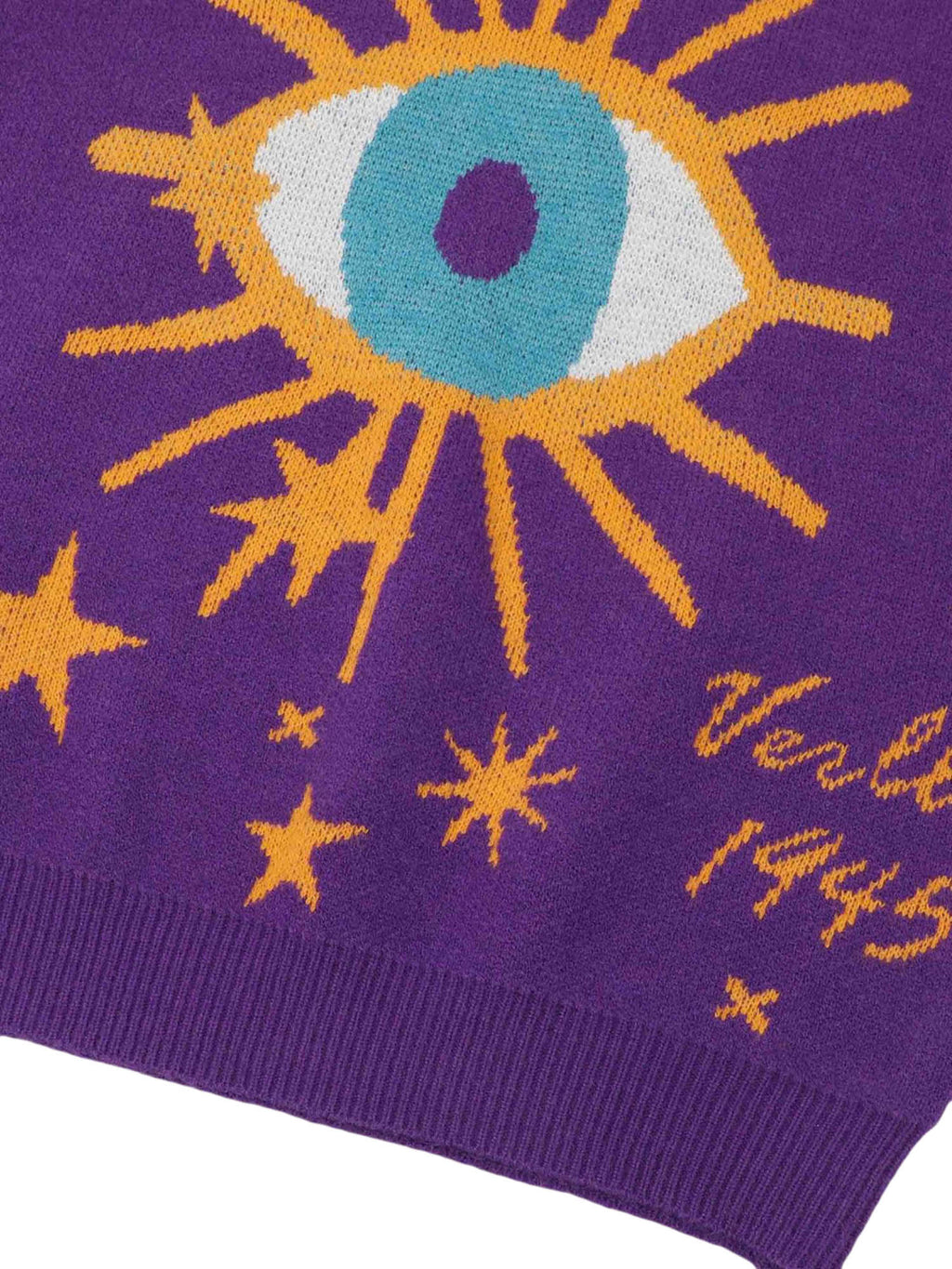 BLUE KNIT VEST WITH EYE DESIGN CASUAL SLEEVELESS PULLOVER TRENDY CASUAL