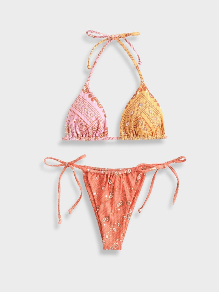 TWO-PIECE BIKINI SET IN PAISLEY PRINT - TIE DIE BIKINI