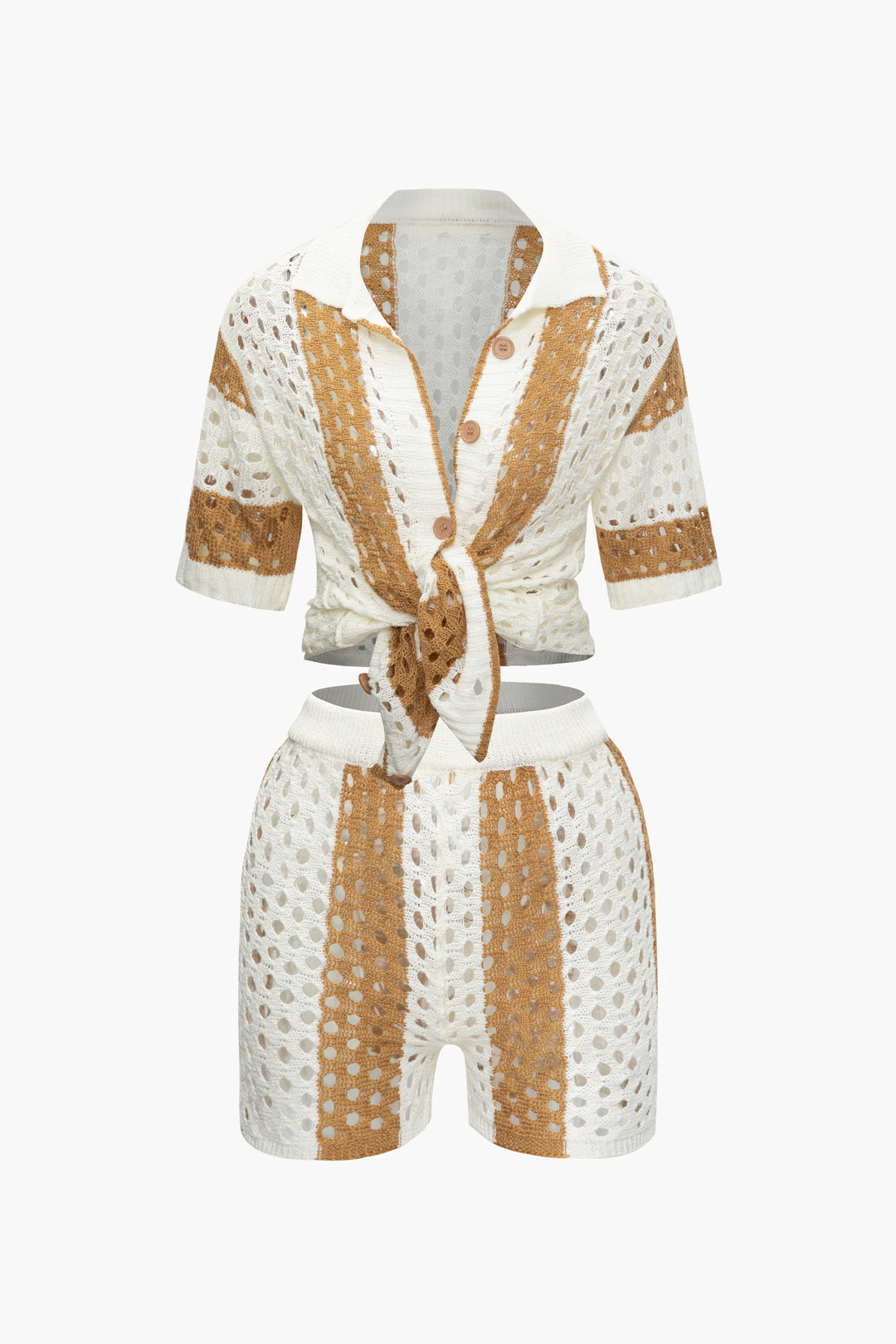 TWO-PIECE CROCHETED SET FOR VACATION KNITWEAR TRANSPARENT JERSEY