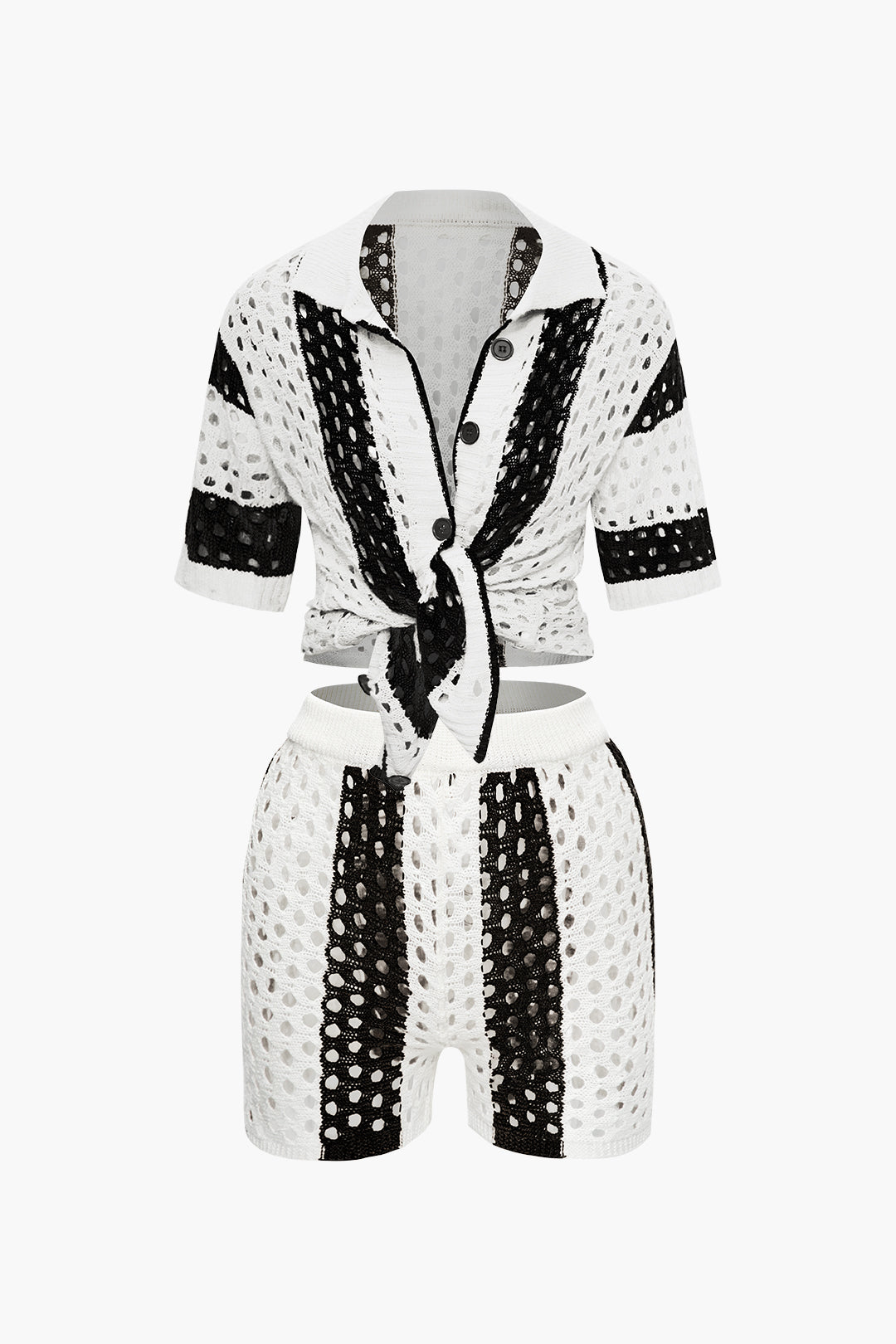 TWO-PIECE CROCHETED SET FOR VACATION KNITWEAR TRANSPARENT JERSEY