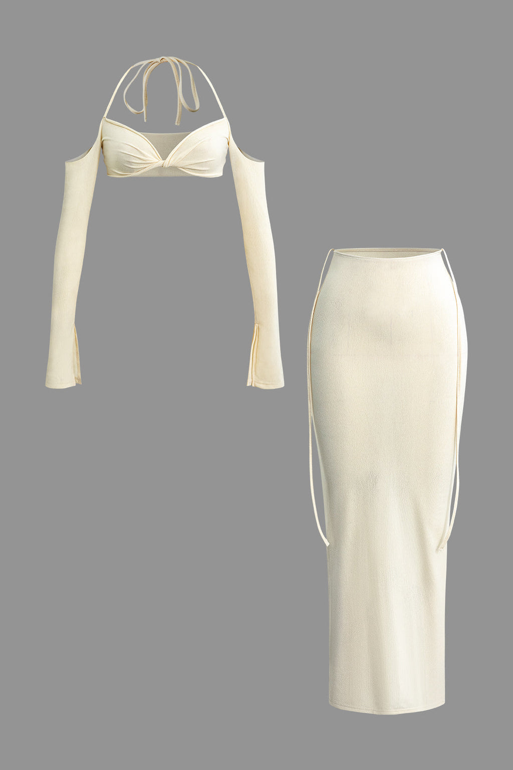 TWO-PIECE DRESS IN CREAM - ELEGANT SPECIAL OCCASION ATTIRE