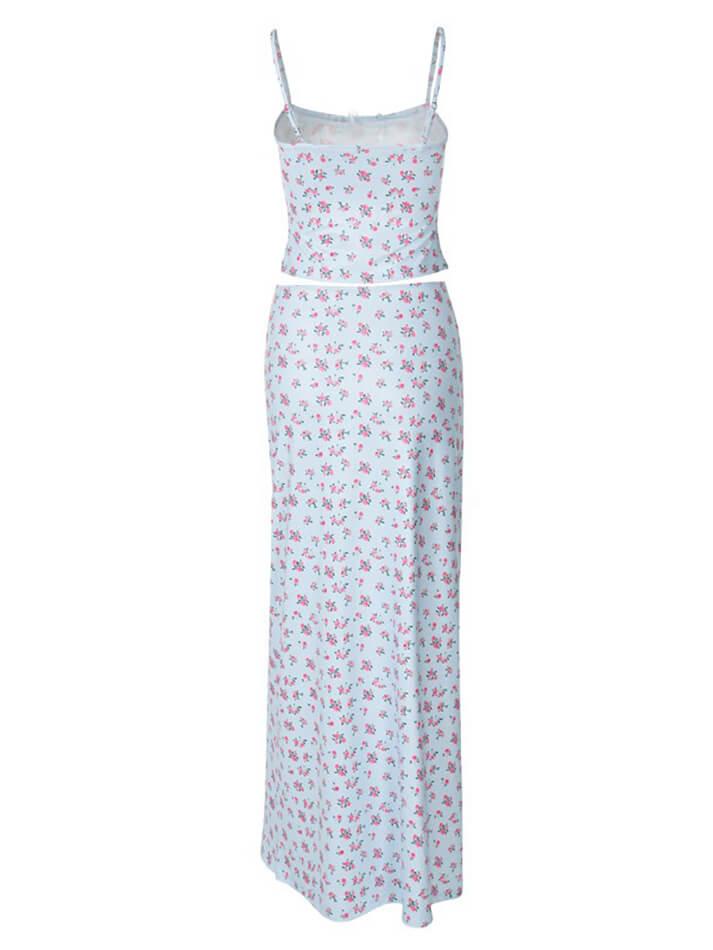 TWO-PIECE FLORAL SET WITH SWEET FLORAL DECORATIVE LACE DETAILS