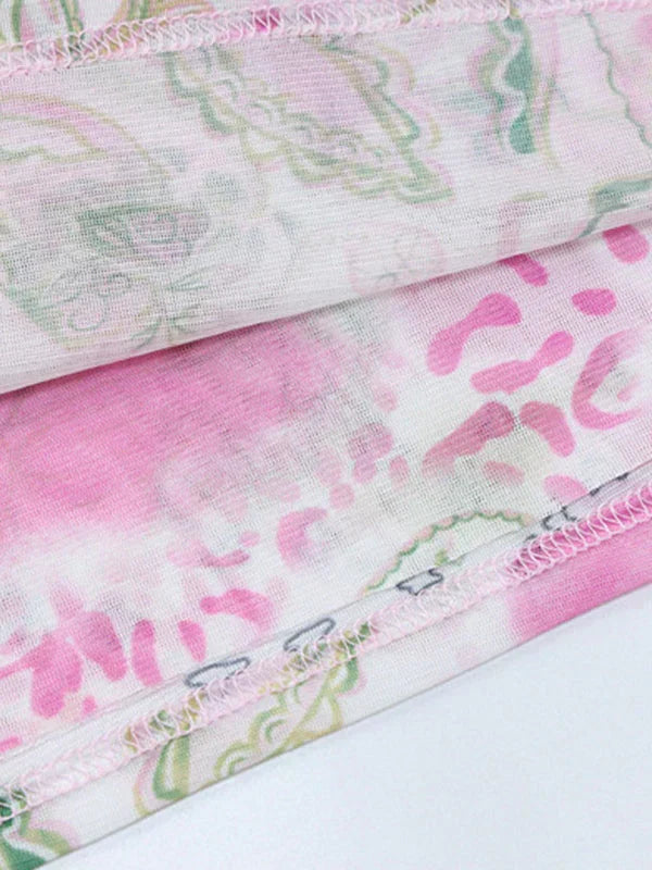 TWO-PIECE OUTFIT PINK Y2K PRINTED PATTERNED SET