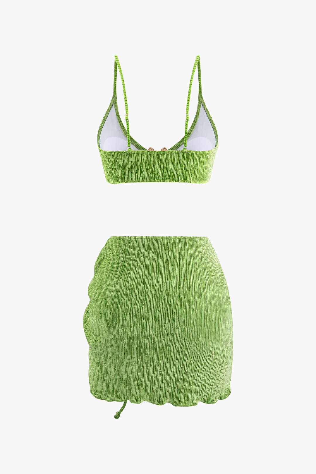 TWO-PIECE SWIMSUIT SET WITH VELVET TEXTURE U-RING DETAIL